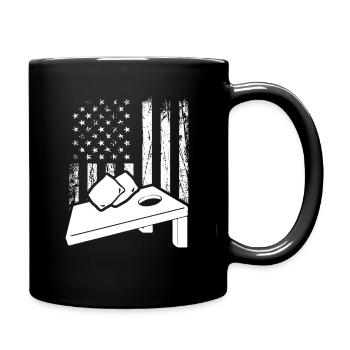 Cornhole Spieler USA Flagge Design - Tasse einfarbig - Schwarz - Rechts
