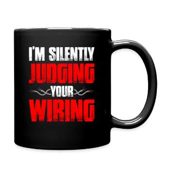 Juger votre électricien de câblage - Mug uni - noir - Droite