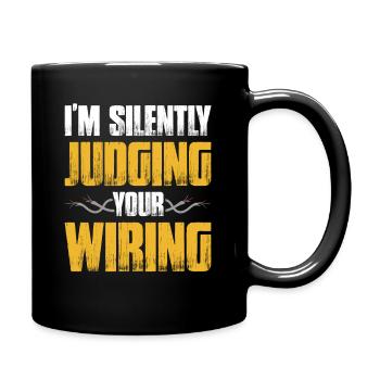 Juger votre électricien de câblage - Mug uni - noir - Droite