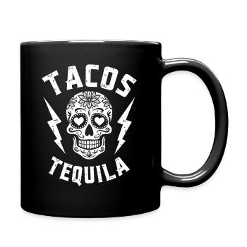 Tacos Tequila & Skull Vibes - Full Colour Mug - black - Right