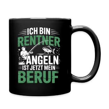 Ich bin Rentner Angeln ist jetzt mein Beruf Shirt - Tasse einfarbig - Schwarz - Rechts