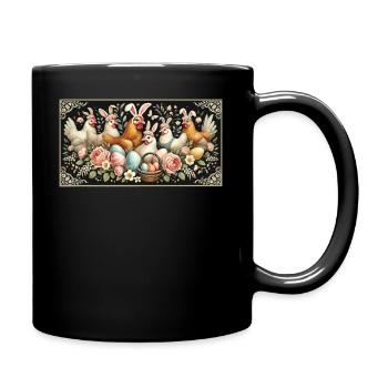 Easter Chickens Chicks Vintage Aesthetic - Full Colour Mug - black - Right