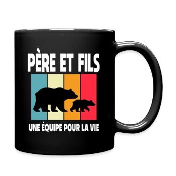 père et fils ours papa ours vintage fête des pères - Mug uni - noir - Droite
