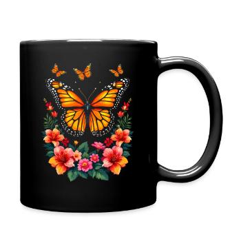 Butterfly, Monarch, Flowers, Entomologist - Full Colour Mug - black - Right