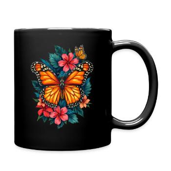 Butterfly, Monarch, Flowers, Entomologist - Full Colour Mug - black - Right