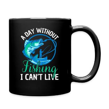 Fishing Saying Funny Fishing Design - Full Colour Mug - black - Right
