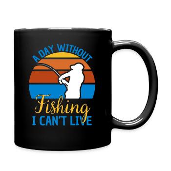 Fishing Saying Funny Fishing Design - Full Colour Mug - black - Right