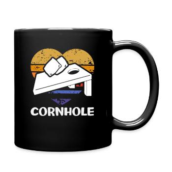 Cornhole Spieler Herz Retro Design - Tasse einfarbig - Schwarz - Rechts