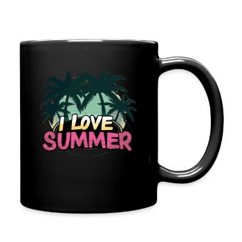 I Love Summer Palmen Strand Vibes Sonnenuntergang - Tasse einfarbig - Schwarz - Rechts