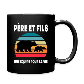 père et fils ours papa vintage duo fête des pères - Mug uni - noir - Droite