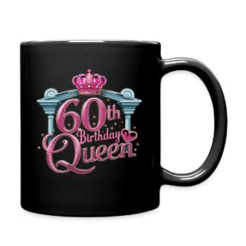 60th Birthday Queen Krone und Sterne - Tasse einfarbig - Schwarz - Rechts