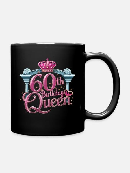 60th Birthday Queen Krone und Sterne - Tasse einfarbig - Schwarz