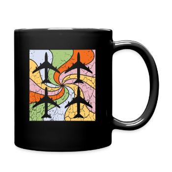 Motif d’avion Mandala - Mug uni - noir - Droite