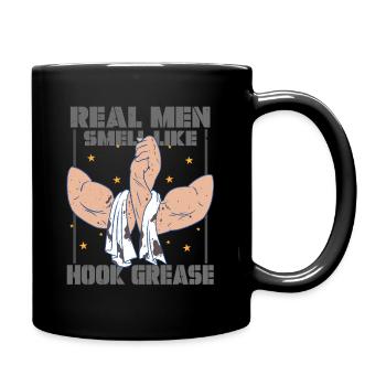 Hafenarbeiter Real Men Smell Like Hook Greash - Tasse einfarbig - Schwarz - Rechts