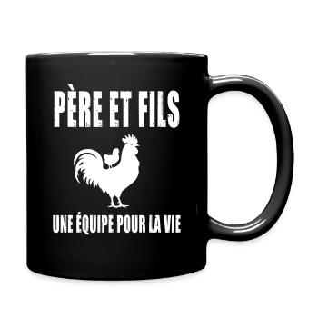 Vater und Sohn Papa Henne Hahn Vatertag - Tasse einfarbig - Schwarz - Rechts
