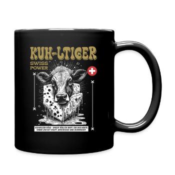 Swiss Cheese Shirt: Kuh, Kult & Käseflow - Tasse einfarbig - Schwarz - Rechts