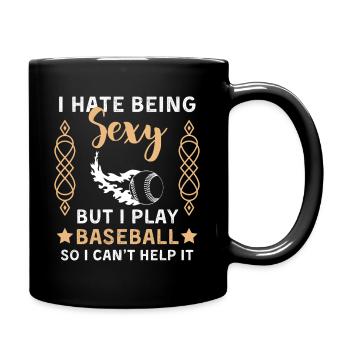 Drôle de baseball disant joueur de baseball - Mug uni - noir - Droite