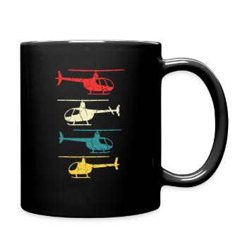 Retro Helikopter - Tasse einfarbig - Schwarz - Rechts