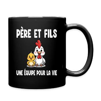 père et fils poule papa duo assorti fête des pères - Mug uni - noir - Droite