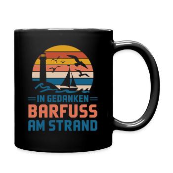 Mer Baltique Côte de la mer du Nord Pieds nus sur la plage en pensées - Mug uni - noir - Droite