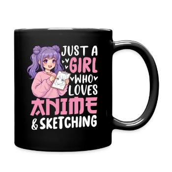 Just a Girl Who Loves Anime and Sketching - Full Colour Mug - black - Right