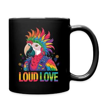 Loud. Colorful. Loving. Pride Parrot Power - Full Colour Mug - black - Right