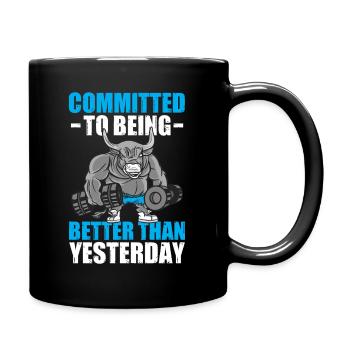 Committed Bodybuilding Bodybuilder Gym Kraftsport - Tasse einfarbig - Schwarz - Rechts