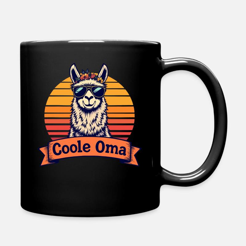 Coole Oma Beste Omi Alpaka Lama Liebe Großmutter - Tasse einfarbig - Schwarz