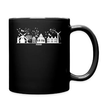 Norder Skyline Bunt Stadtbild Norden - Tasse einfarbig - Schwarz - Rechts
