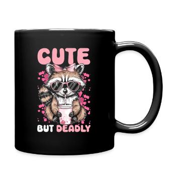 Drôle mignon raton laveur sauvage Mème - Mug uni - noir - Droite