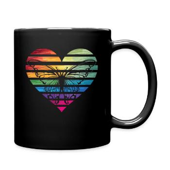 Freiheit im Herz mit Schmetterling - Tasse einfarbig - Schwarz - Rechts
