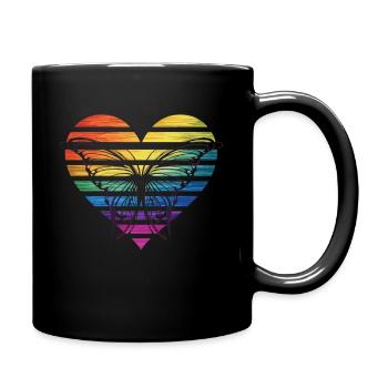 Papillon en coeur arc-en-ciel - Mug uni - noir - Droite