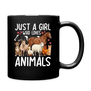 Juste une fille qui aime les animaux - Mug uni - noir - Droite