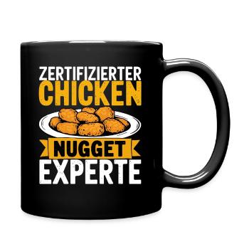 Chicken Nugget Experte Dino Lieblingsessen Burger - Tasse einfarbig - Schwarz - Rechts