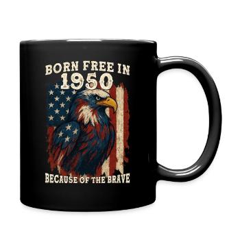 Born Free in 1950 – 75 Years Old Free Because of - Full Colour Mug - black - Right