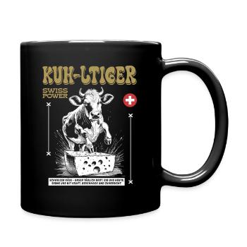 Swiss Cheese Shirt: Switzerland loves cow and cheese - Full Colour Mug - black - Right
