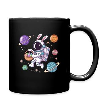 Easter Bunny Astronaut in Space with Planets - Full Colour Mug - black - Right