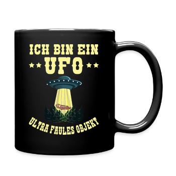 Ich Bin Ein UFO Ultra Faules Objekt Faultier Alien - Tasse einfarbig - Schwarz - Rechts