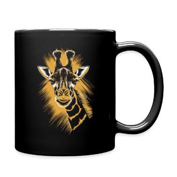 Giraffe mit Charakter im Skizzenstil - Tasse einfarbig - Schwarz - Rechts