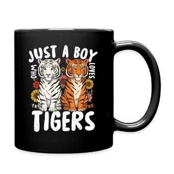 Just a Boy Who Loves Tigers - Full Colour Mug - black - Right