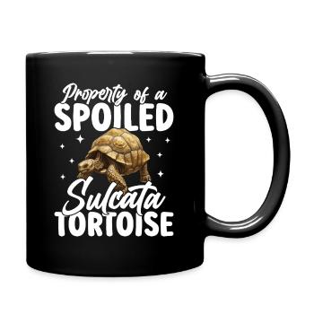 Eigenschaft Einer Verwöhnten Sulcata Tortoise - Tasse einfarbig - Schwarz - Rechts