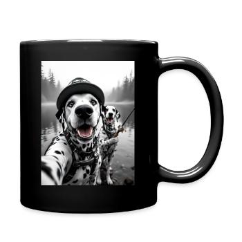 Fischerei Dalmatiner Hund Selfie - Tasse einfarbig - Schwarz - Rechts