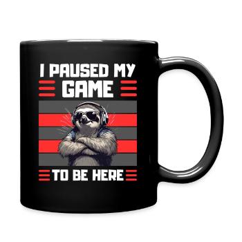 Lustiges Faultier Gamer Design - Tasse einfarbig - Schwarz - Rechts