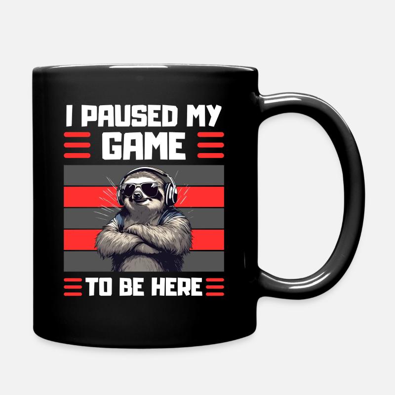 Funny Sloth Gamer Design - Full Colour Mug - black