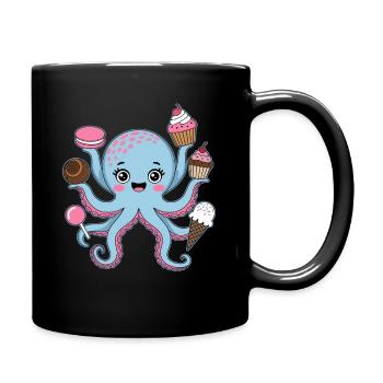 Octopus Cake Kids Squid - Full Colour Mug - black - Right
