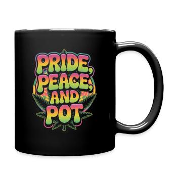 Pride Peace and Pot - Tasse einfarbig - Schwarz - Rechts