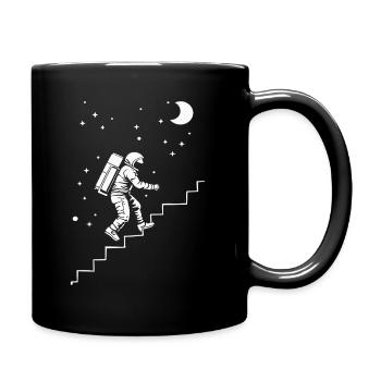 Astronaut auf der Treppe Weltraum-Style - Tasse einfarbig - Schwarz - Rechts