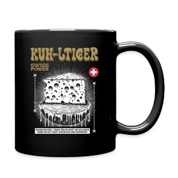 Schweizer T-Shirt: Stolz auf Käse und Kuh - Tasse einfarbig - Schwarz - Rechts