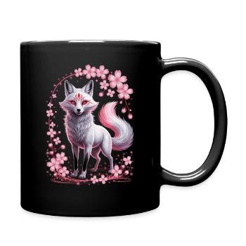 Kitsune Fuchs, Japanische Anime & Mythologie - Tasse einfarbig - Schwarz - Rechts