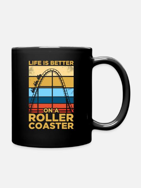 Life is better Freizeitpark Coaster Achterbahn - Tasse einfarbig - Schwarz